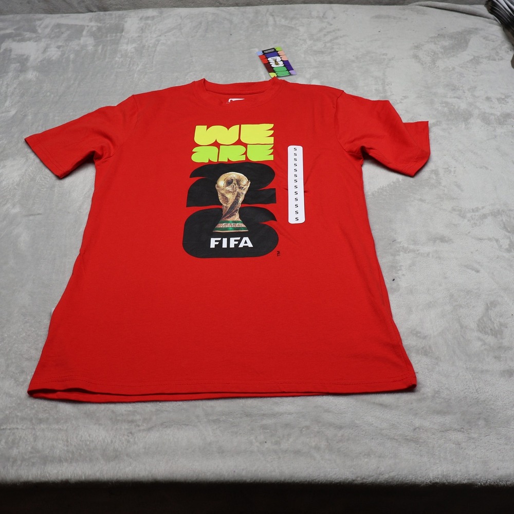 FIFA Shirt Mens Small Red 2026 World Cup Football Graphic Tee Fan Gear $20 NEW